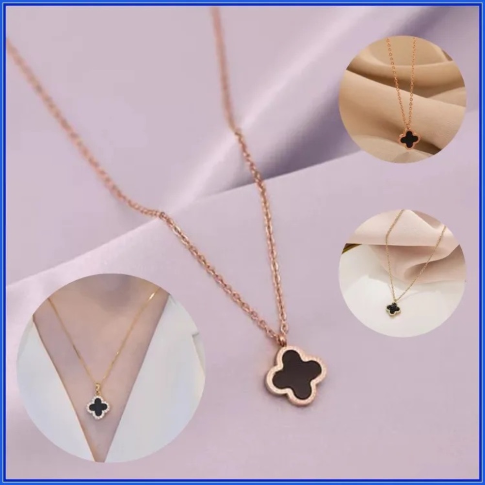 NEW Luxuriously Flower Four Leaf Clover Lucky Charm Necklace - Picture 3 of 14